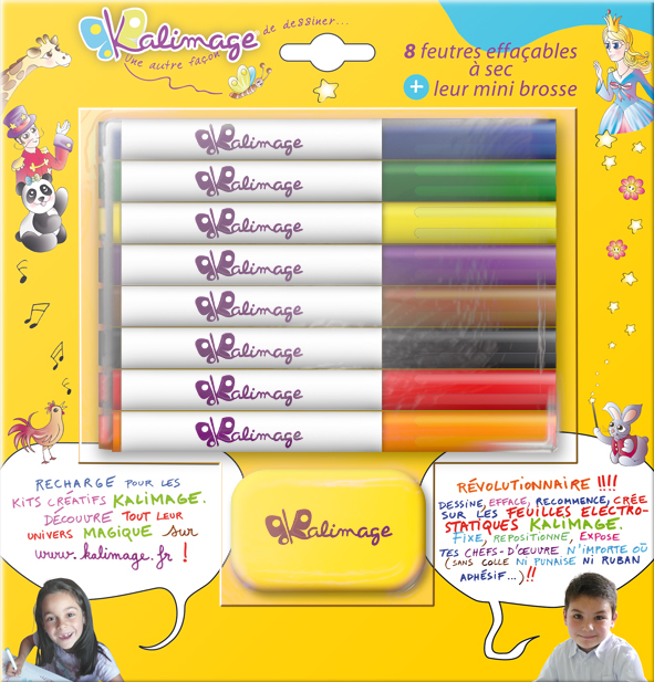 Pack of erasable felts Kalimage and the mini brush